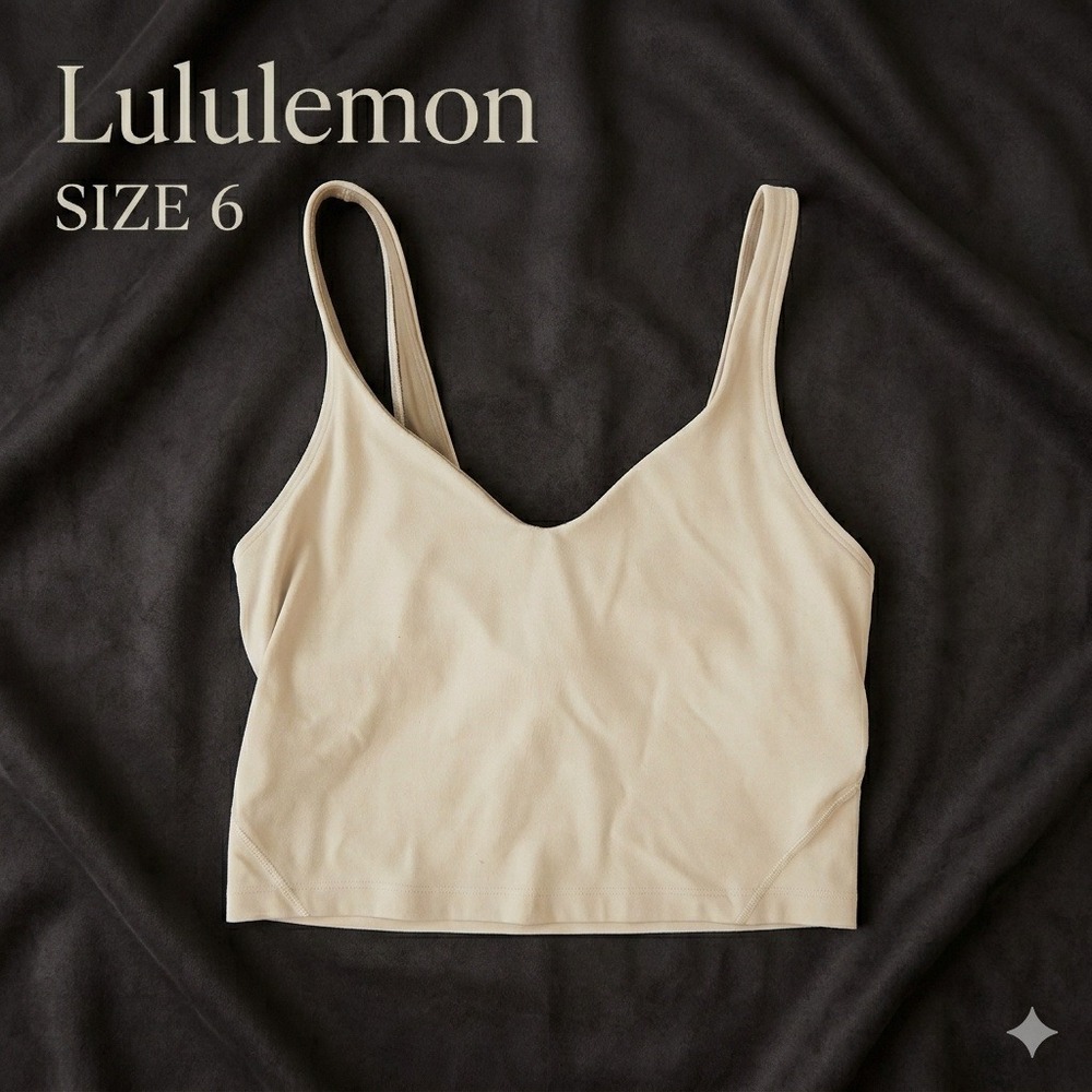 lululemon athletica Women's Beige V-Neck Crop Tank - Size 6